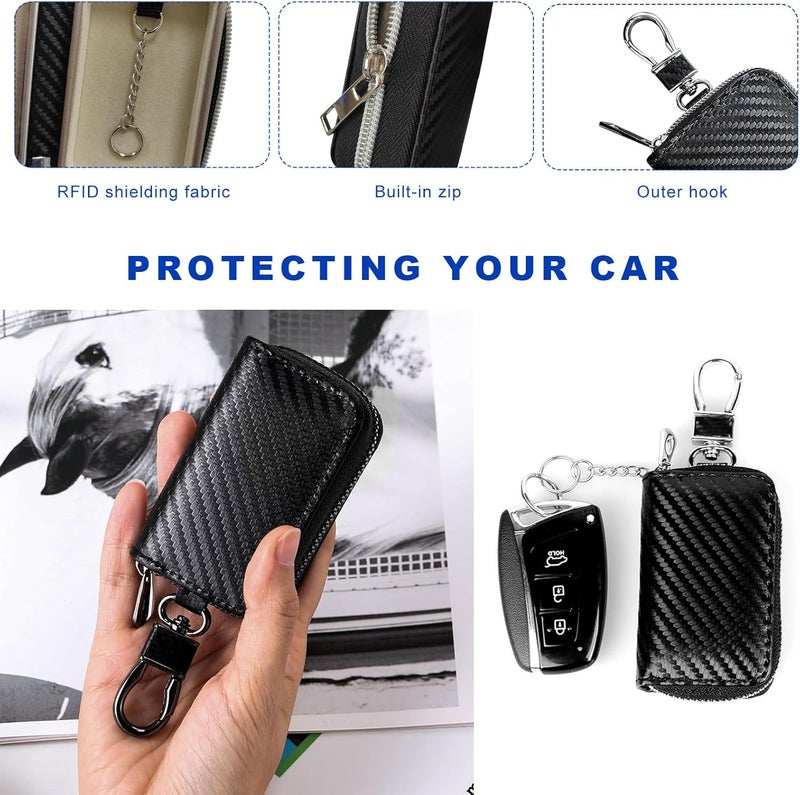MUQIDA Faraday Bag for Car Keys, Anti-Theft Carbon Fiber Key Fob Storage Case RFID Signal Blocking Bag, Faraday Key Fob Holder Protector Portable Signal Blocker with Zipper - Image 5